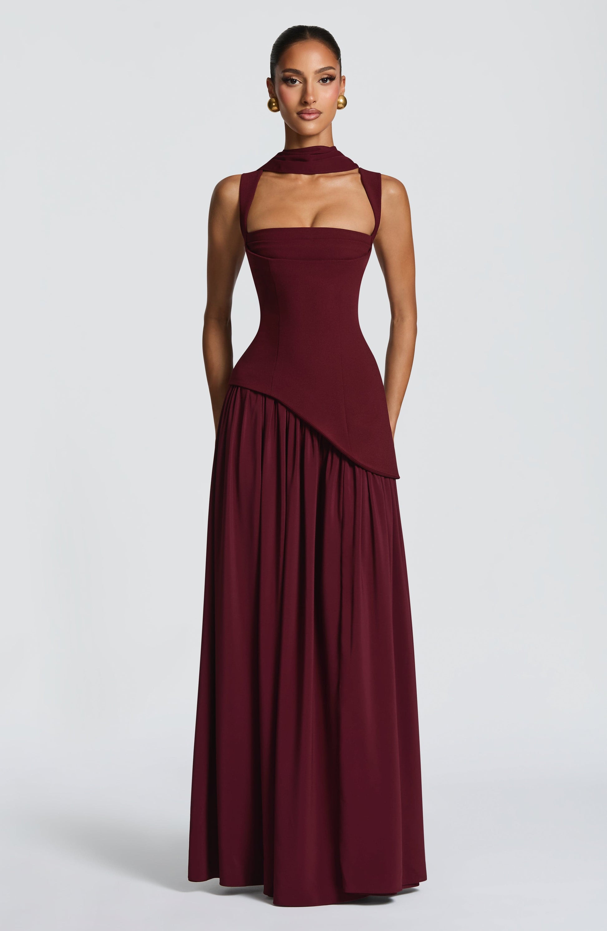 Tullulah Tulle Maxi Dress in Black Cherry Lacquer 8