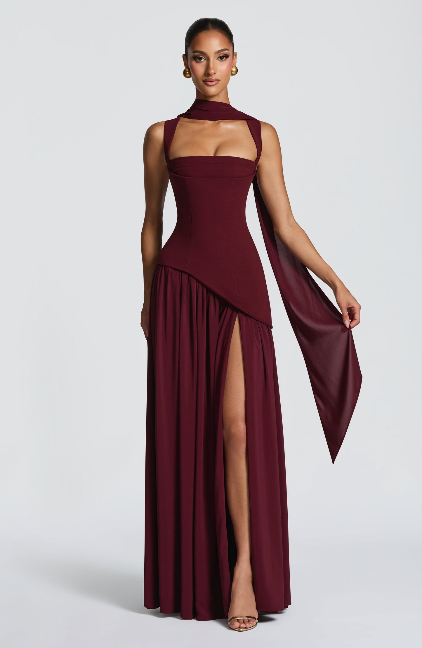 Tullulah Tulle Maxi Dress in Black Cherry Lacquer 5