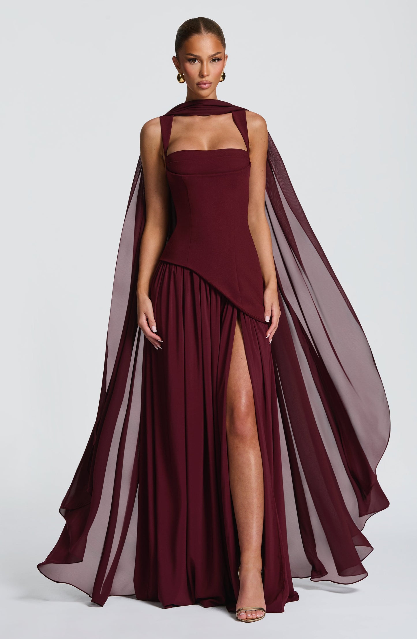 Tullulah Tulle Maxi Dress in Black Cherry Lacquer 10