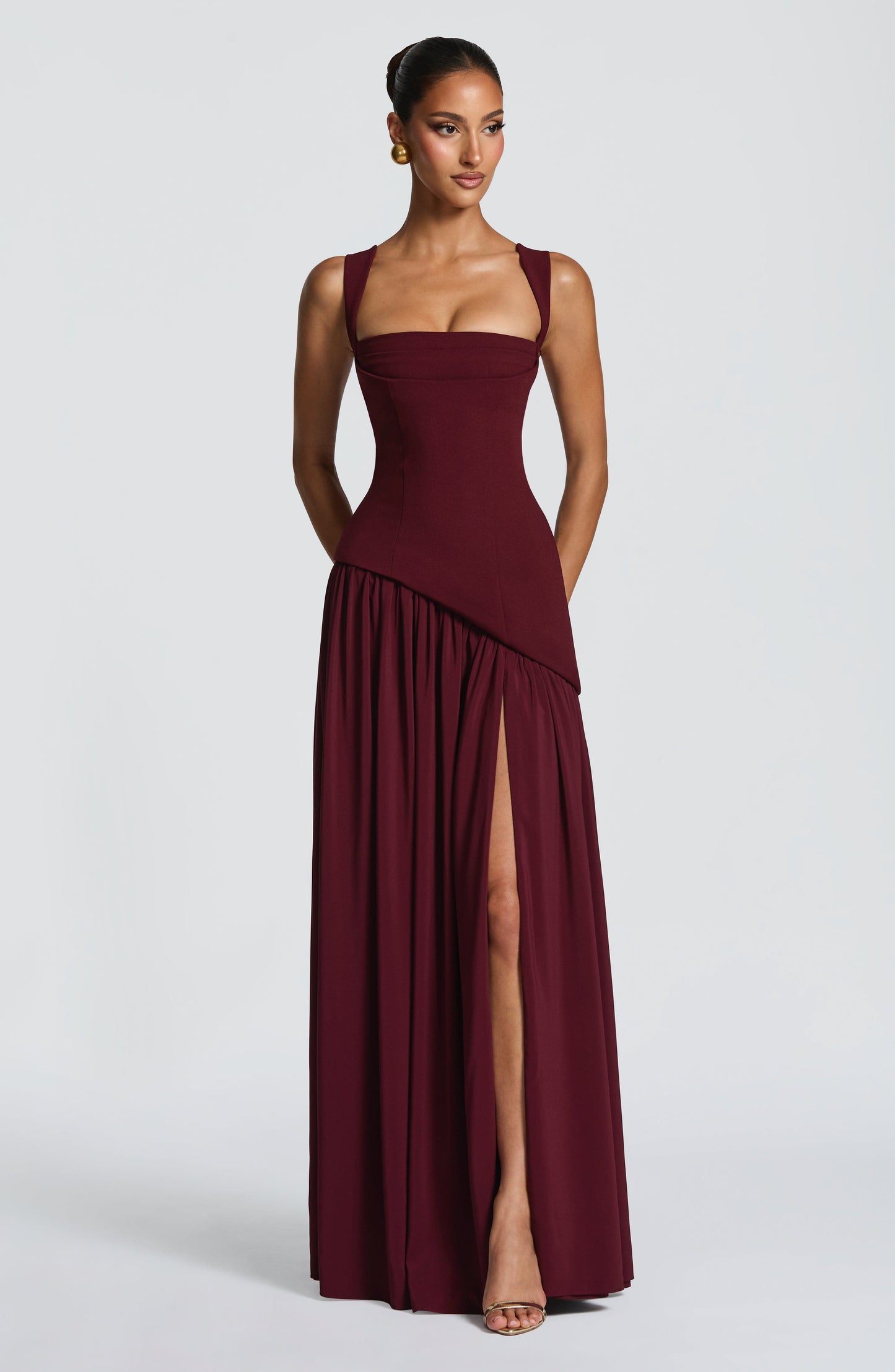 Tullulah Tulle Maxi Dress in Black Cherry Lacquer 1