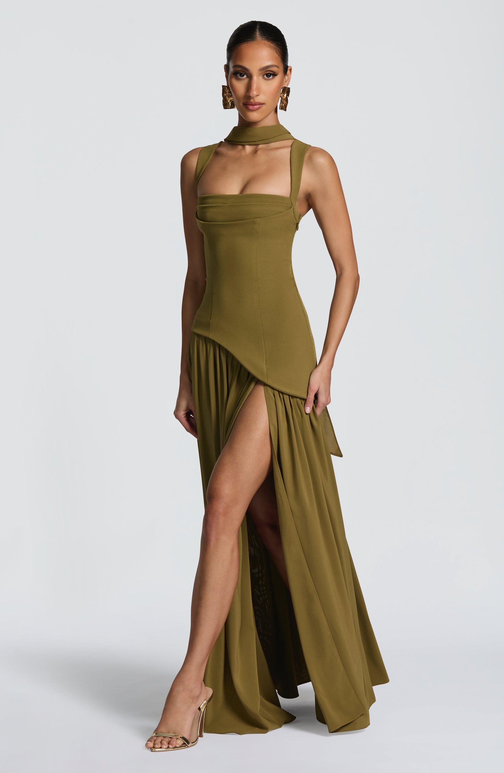 Tullulah Tulle Maxi Dress in Black Deep Olive 5