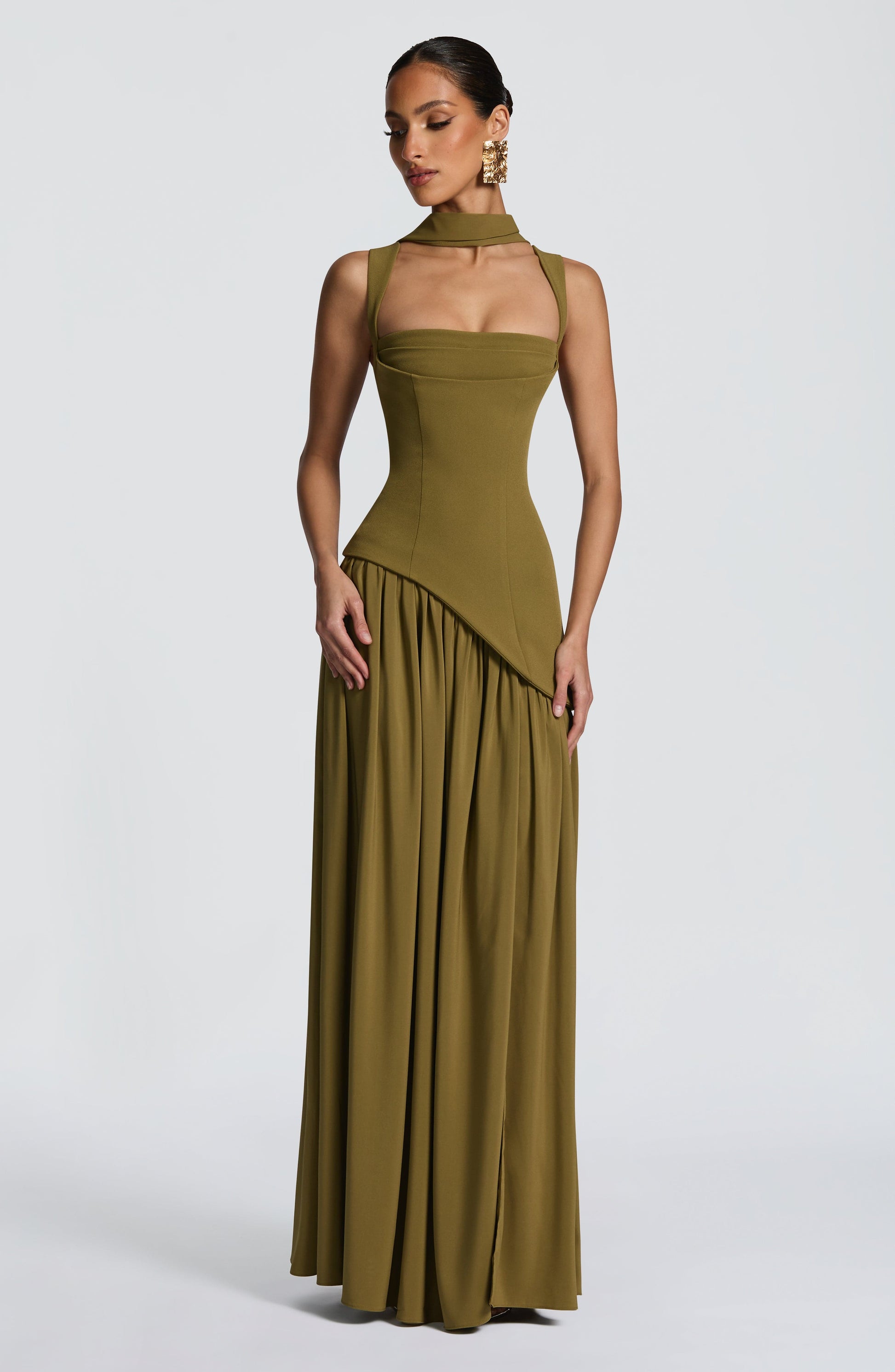 Tullulah Tulle Maxi Dress in Black Deep Olive 9