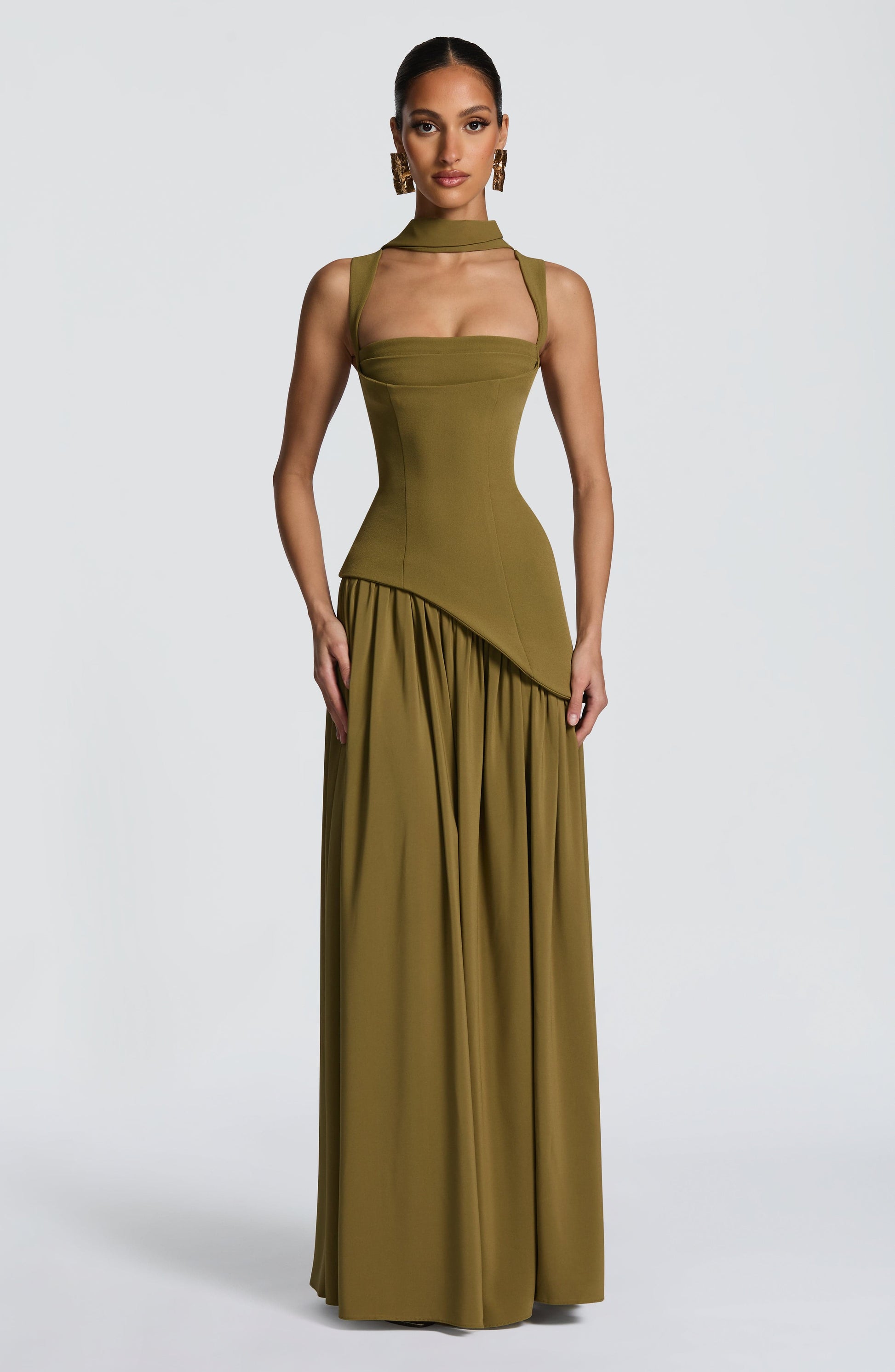 Tullulah Tulle Maxi Dress in Black Deep Olive 4