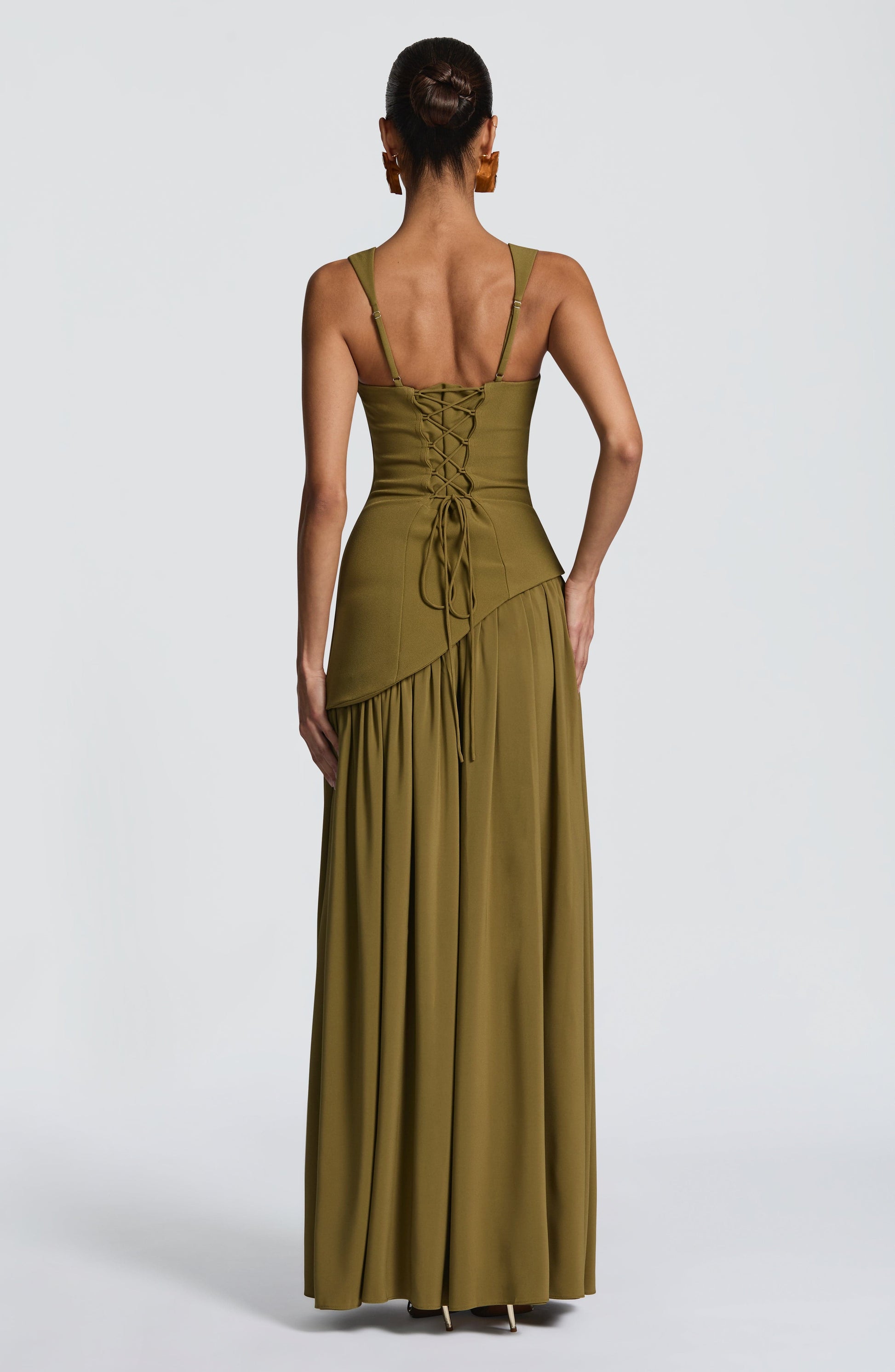 Tullulah Tulle Maxi Dress in Black Deep Olive 3