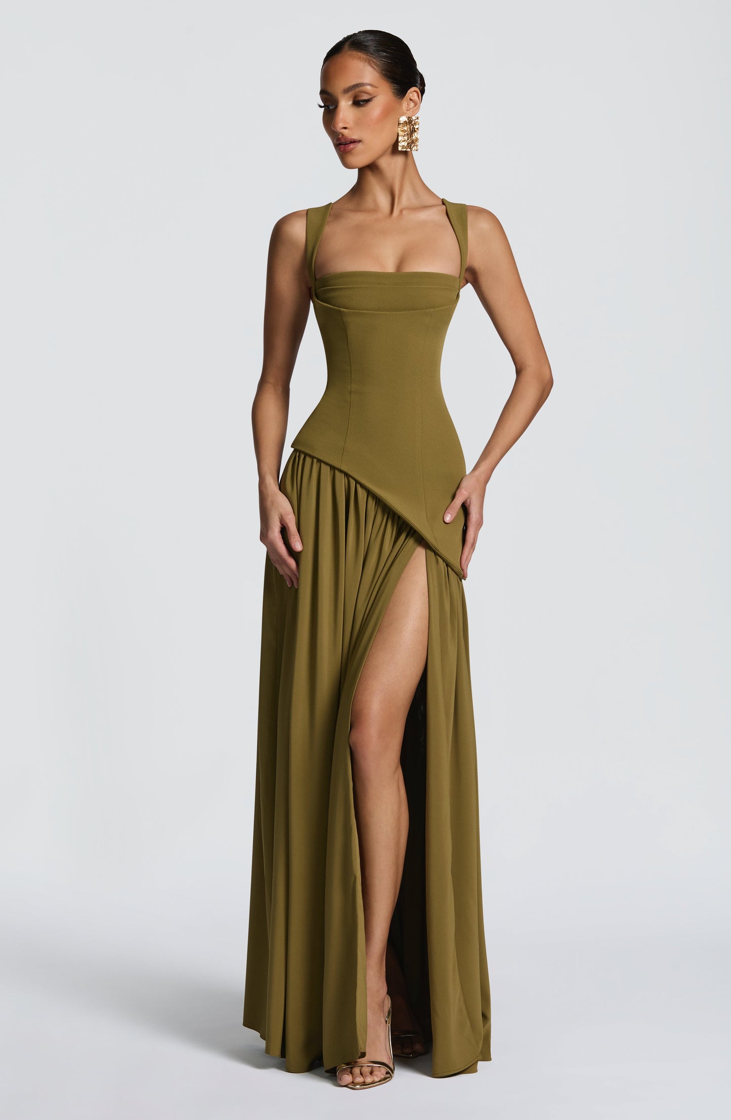Tullulah Tulle Maxi Dress in Black Deep Olive 8