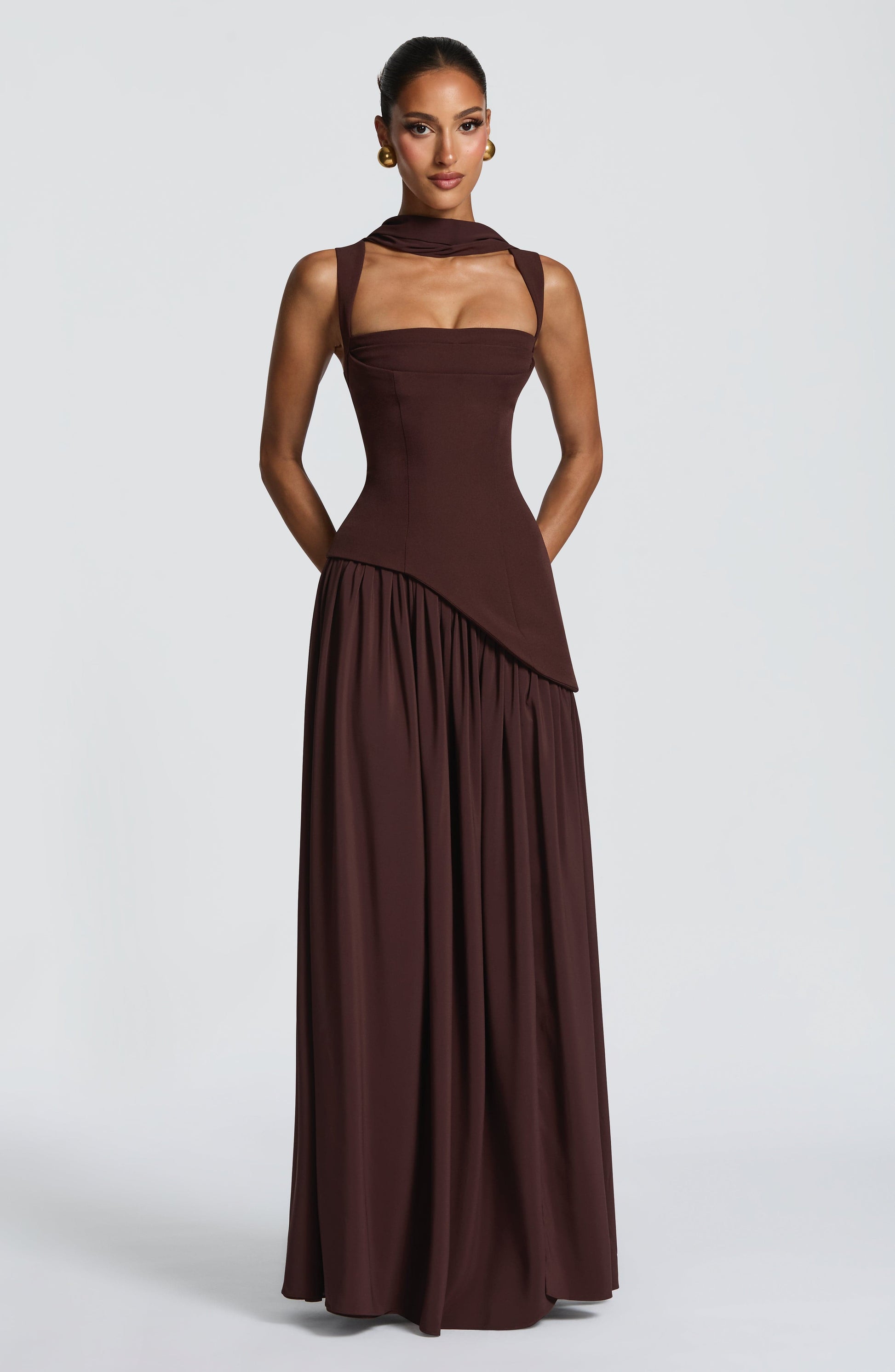 Tullulah Tulle Maxi Dress in Black Plum Brown 9