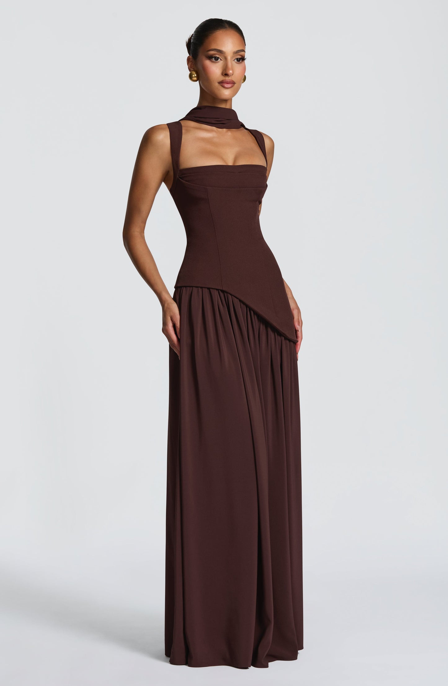 Tullulah Tulle Maxi Dress in Black Plum Brown 7
