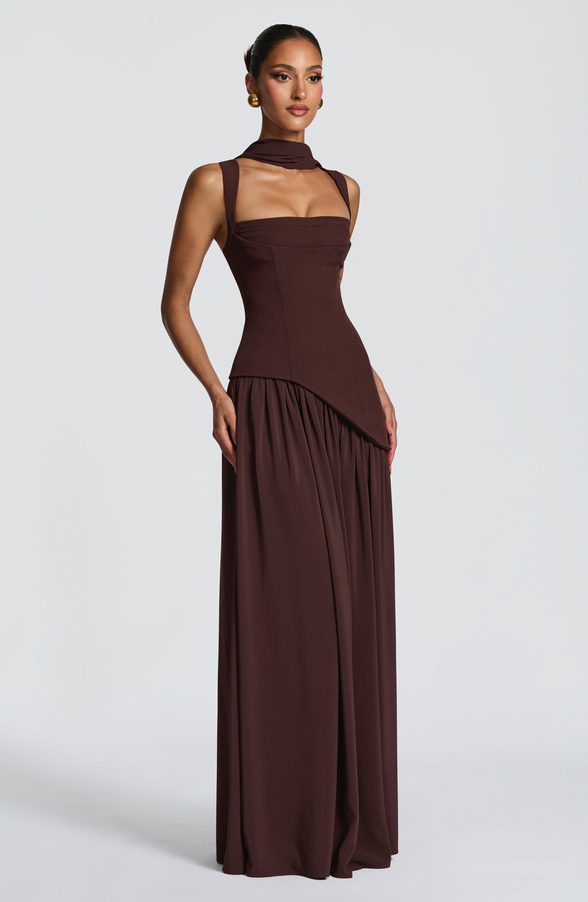 Tullulah Tulle Maxi Dress in Black Plum Brown 7