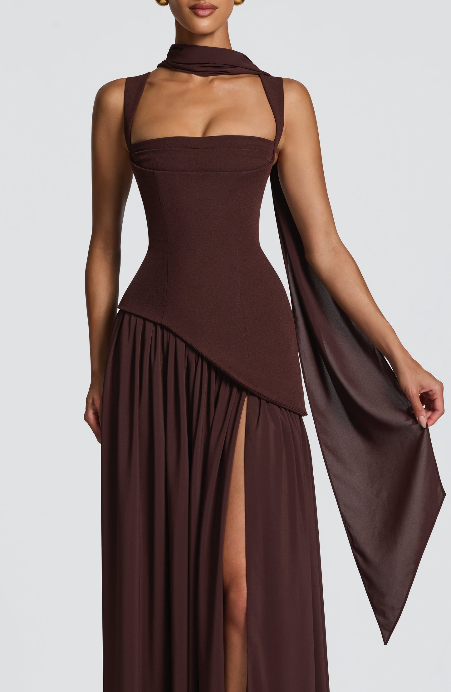 Tullulah Tulle Maxi Dress in Black Plum Brown 6
