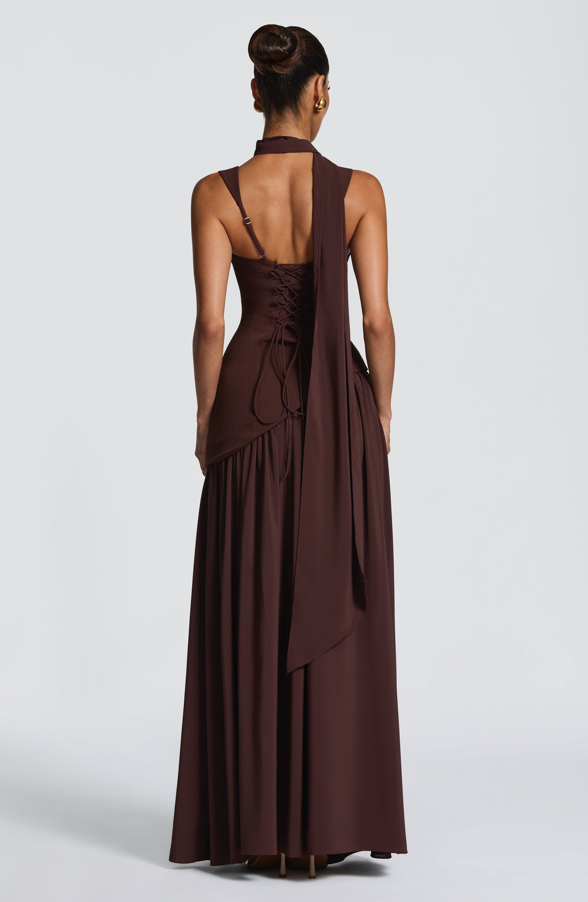 Tullulah Tulle Maxi Dress in Black Plum Brown 3