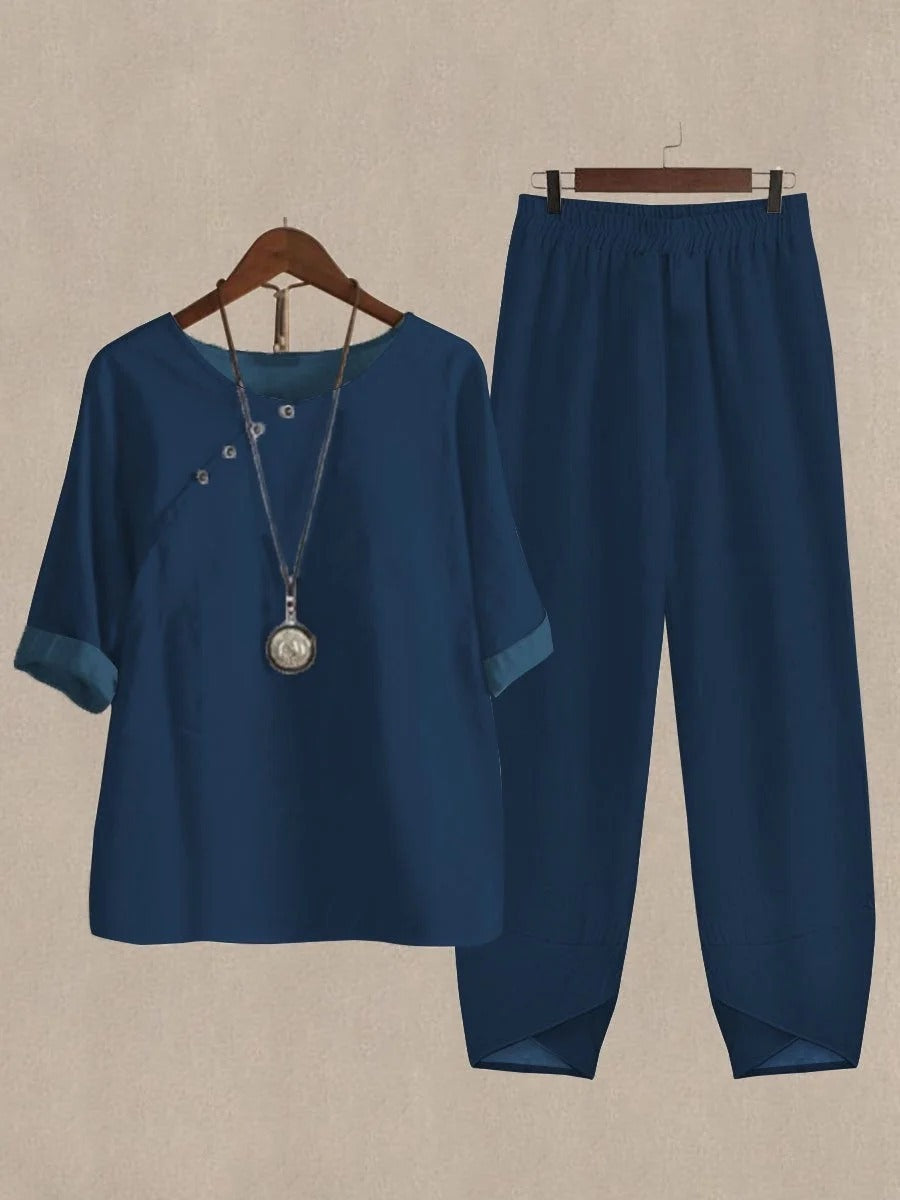 Violet Two-Piece Satin Set Navy 1