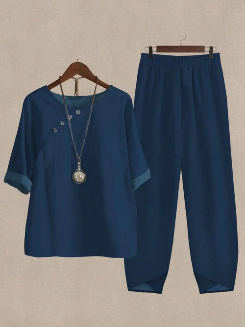 Violet Two-Piece Satin Set Navy 1