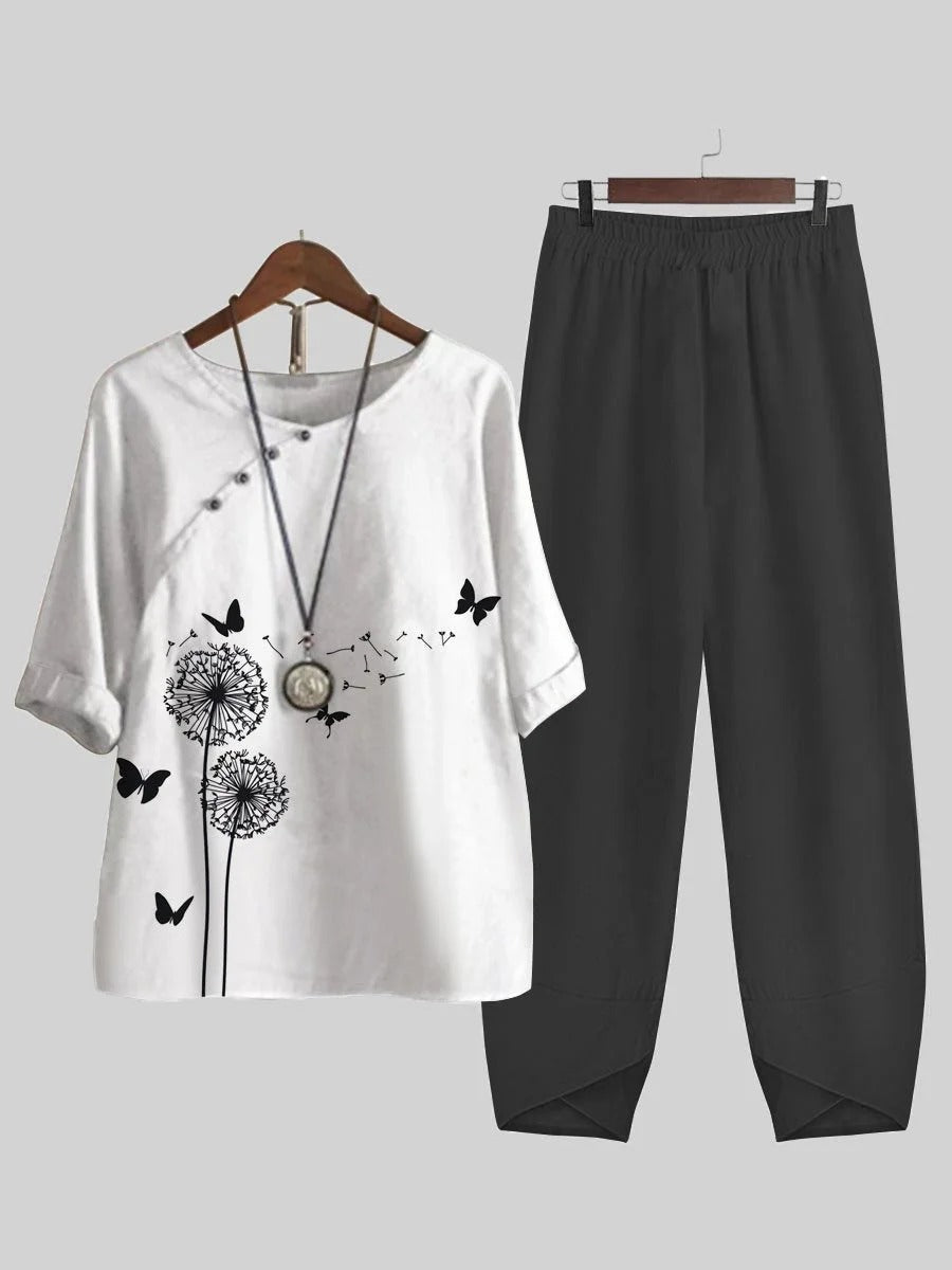 Ophelia Butterfly Print Two-Piece Set piece Suits 1