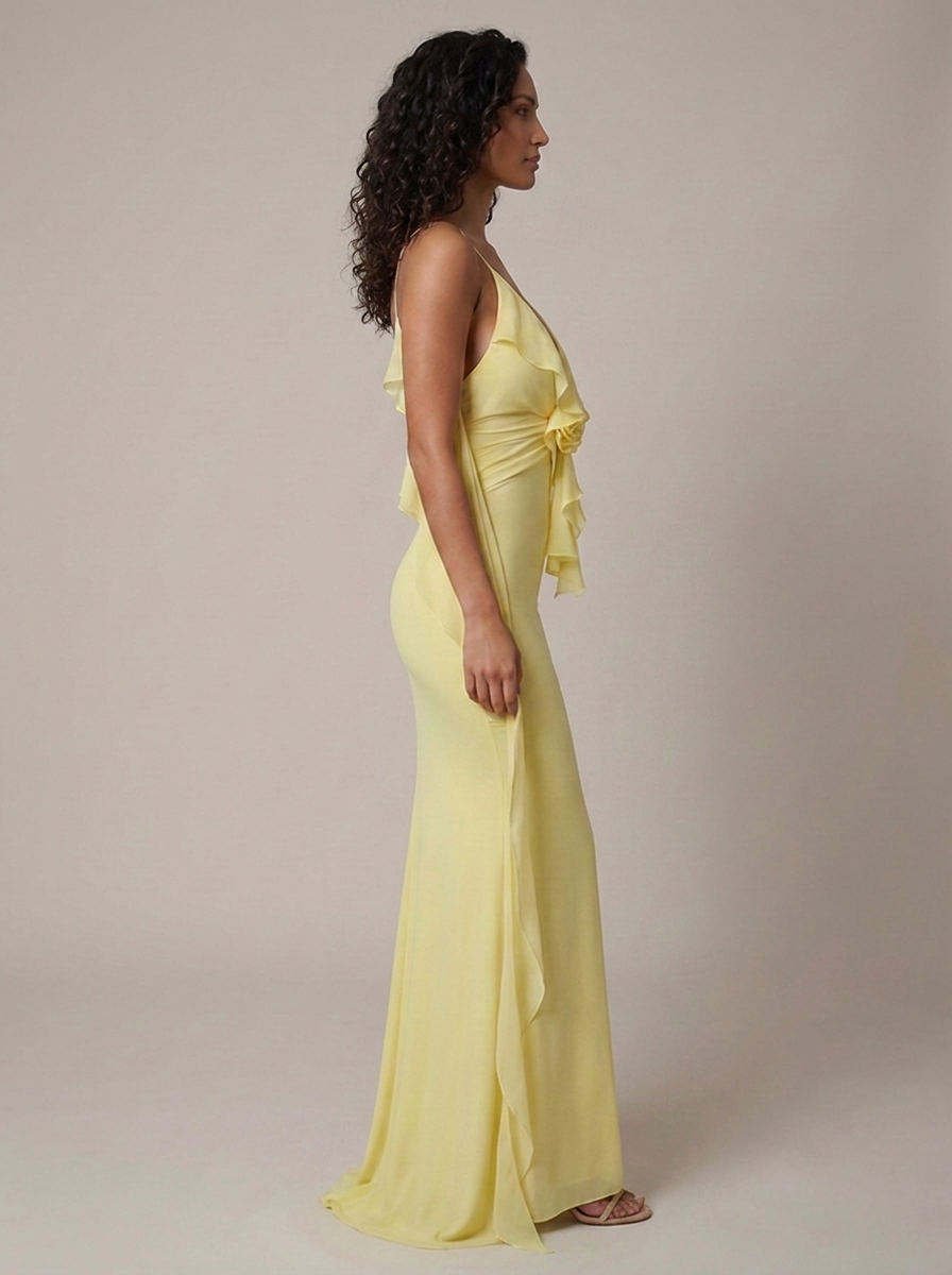 LENA MAXI DRESS Butter Yellow side