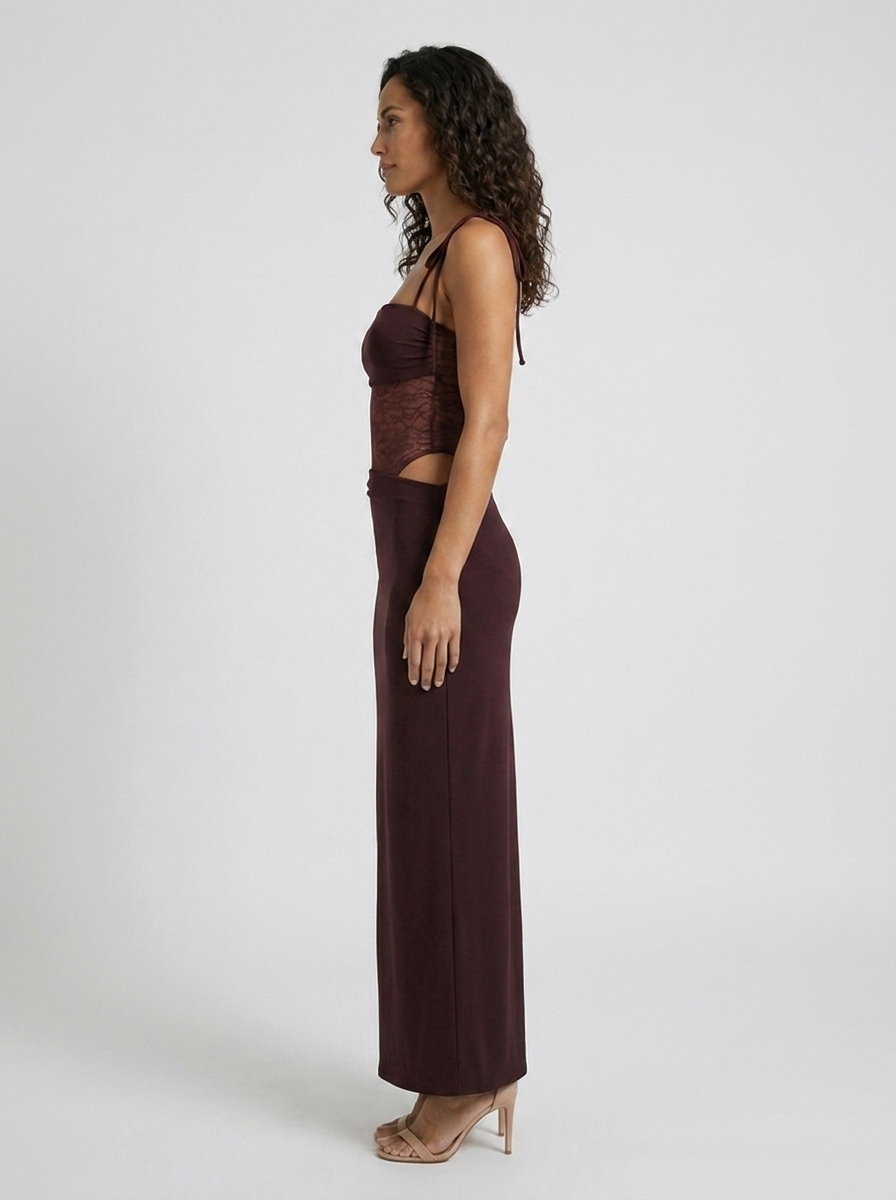 ELINA MAXI DRESS Burgundy side