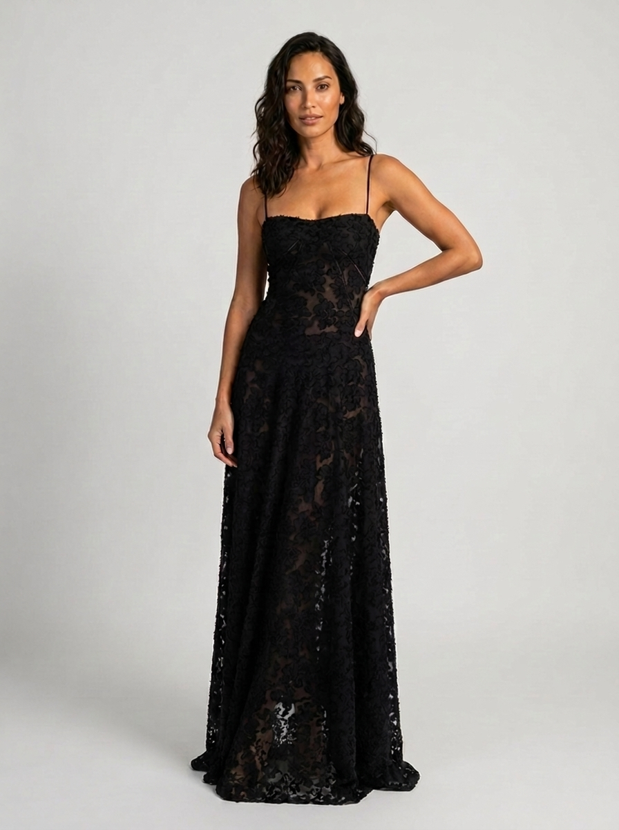LARA MAXI DRESS Black front