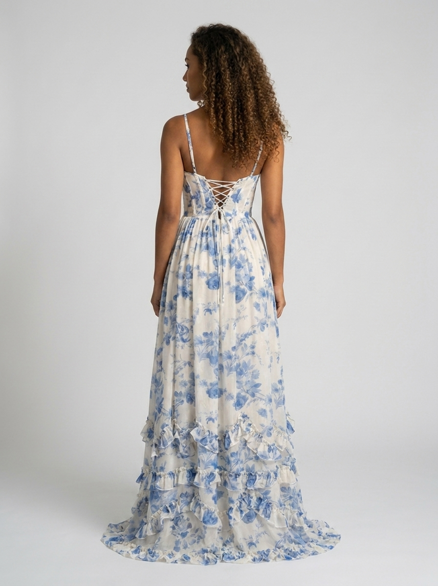AMIRA MAXI DRESS Blue Meadow back