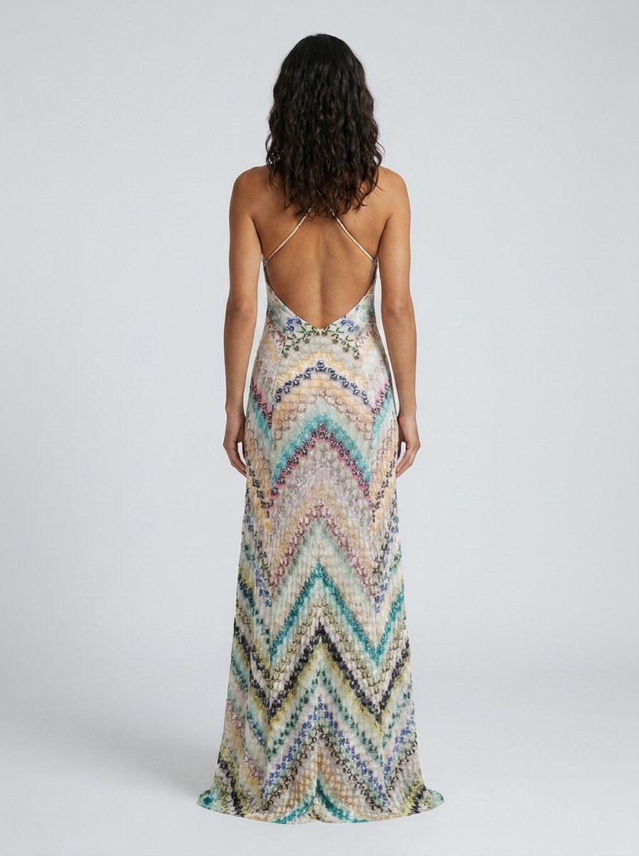 LIZZA MAXI DRESS Green and blue back