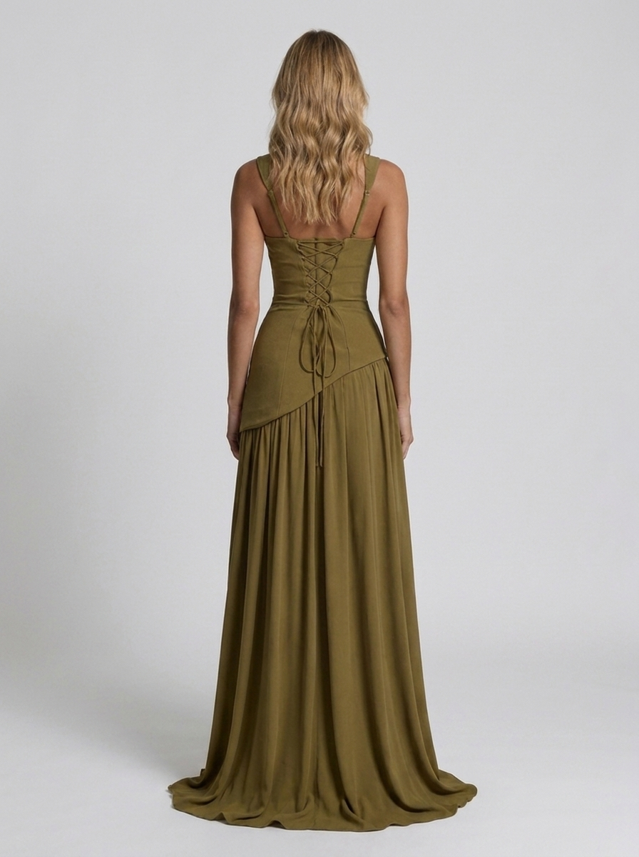 SOLARA MAXI DRESS Deep Olive back