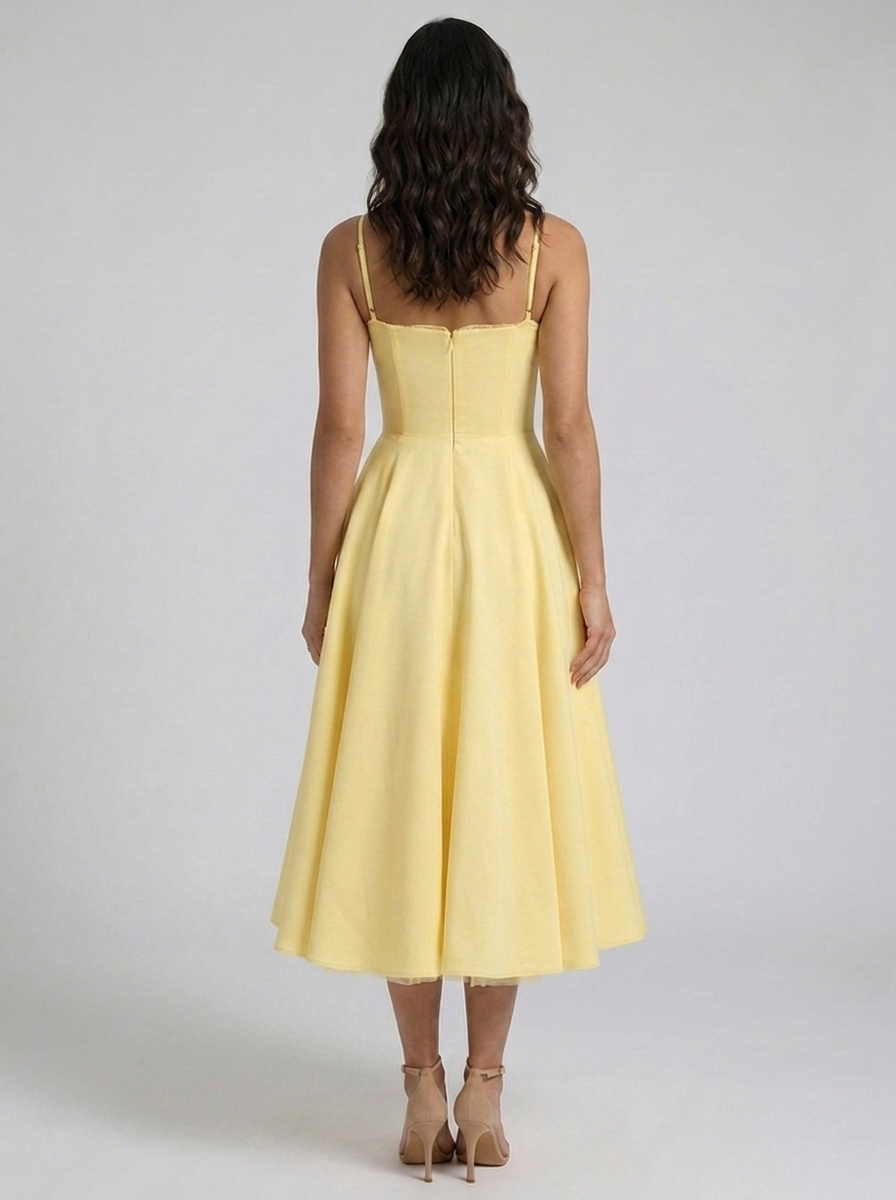 AMELIE MIDI DRESS Butter Yellow back