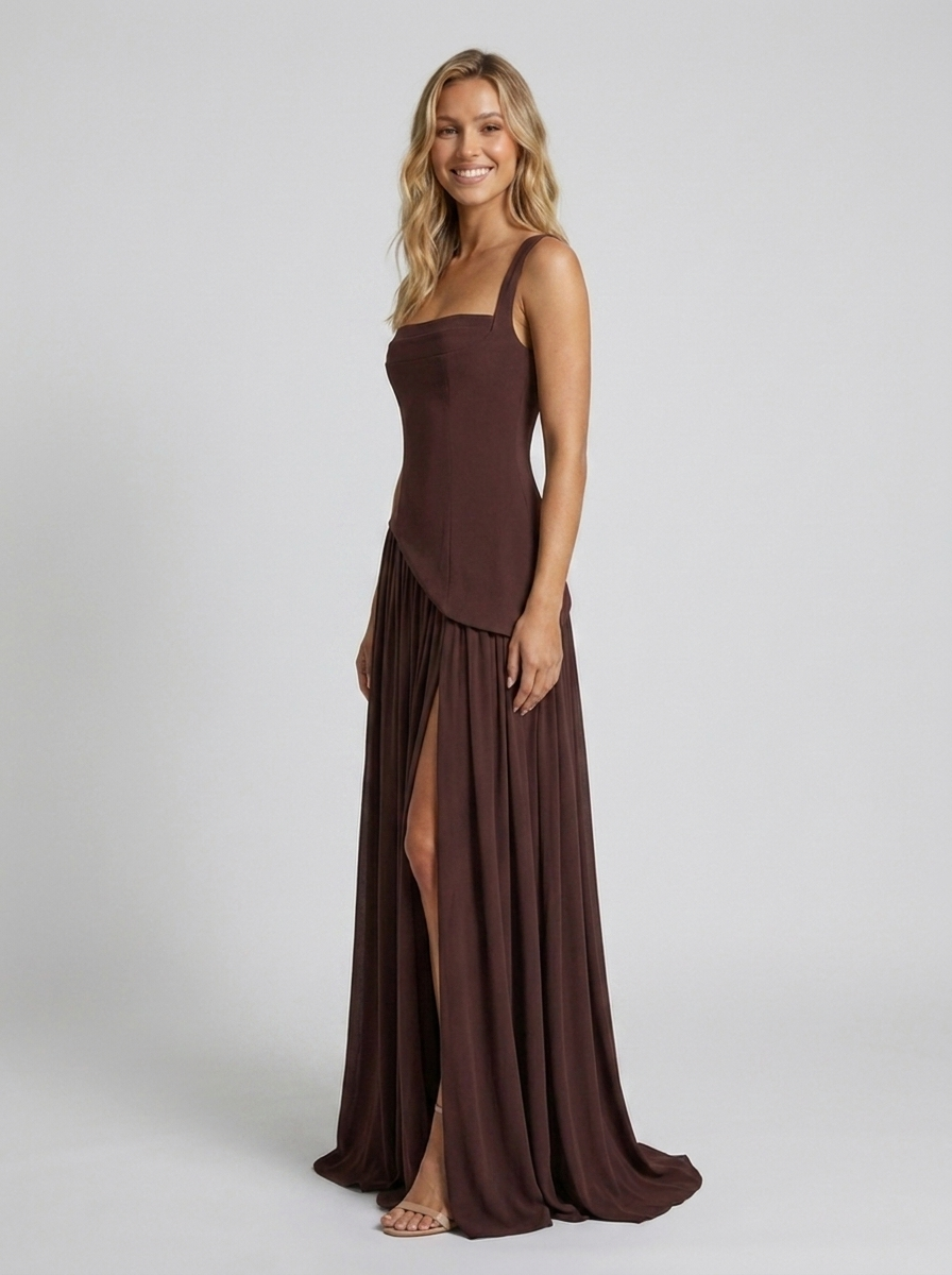 SOLARA MAXI DRESS Plum Brown side