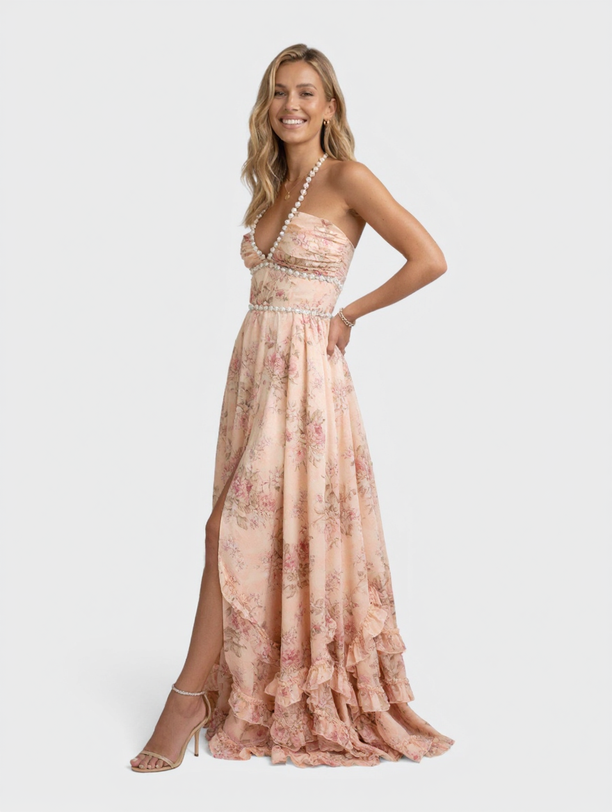 CHRISTINE MAXI DRESS Pink front
