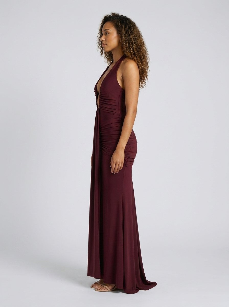 MELISSA MAXI DRESS Burgundy side