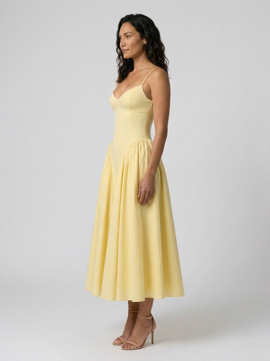 JULIE MIDI DRESS Yellow side