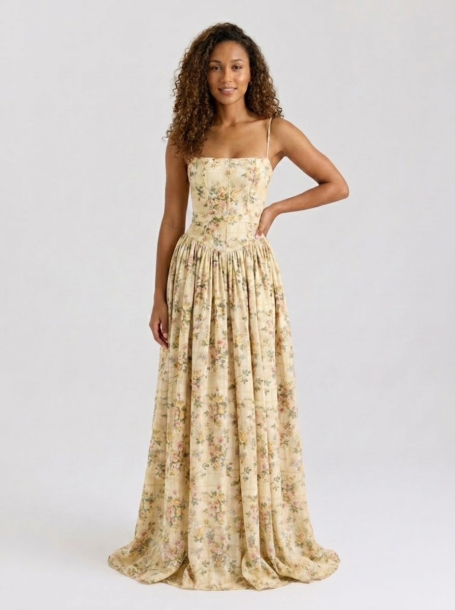SERAPHINA MAXI DRESS Golden Floral front