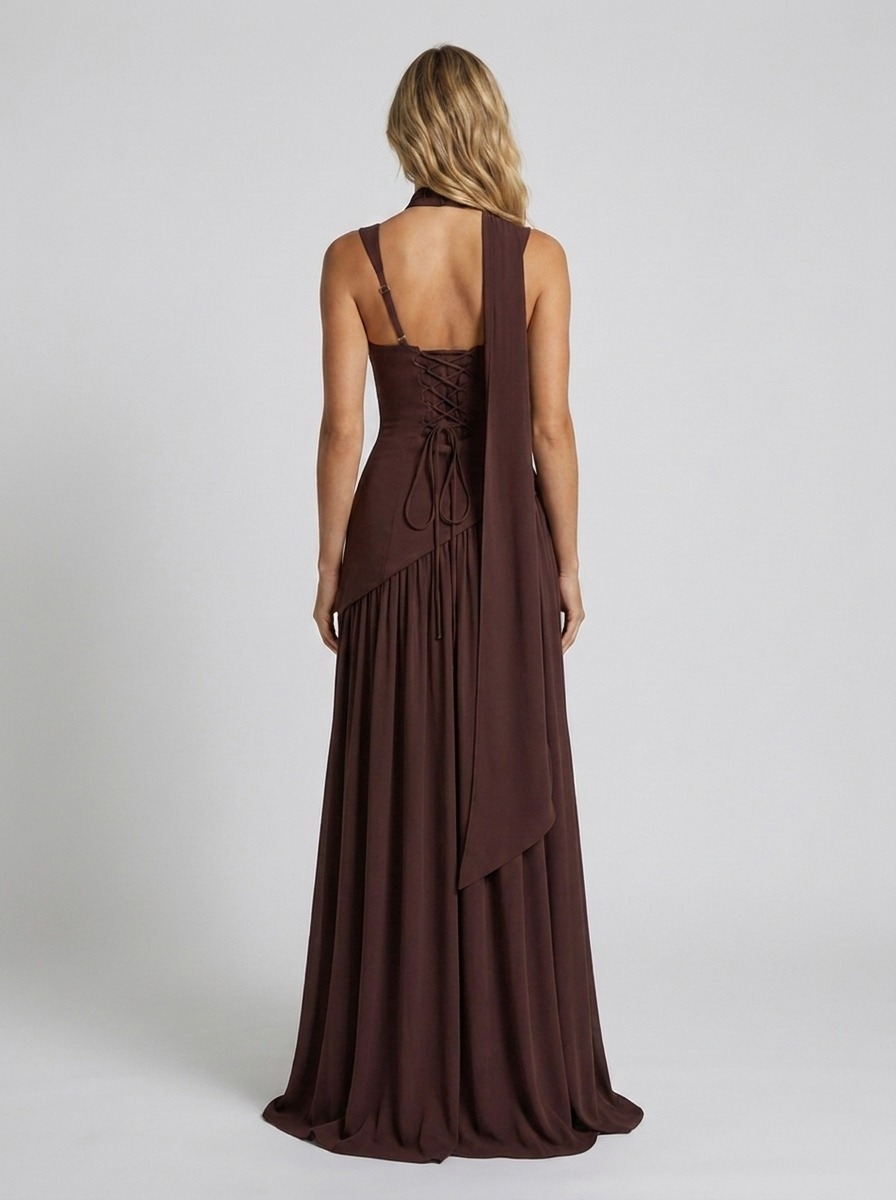 SOLARA MAXI DRESS Plum Brown back