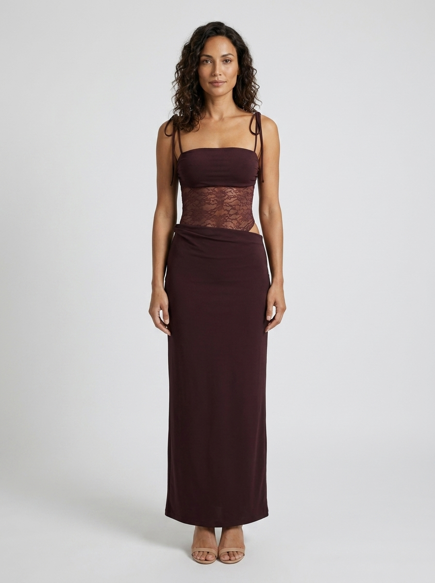 ELINA MAXI DRESS Burgundy front