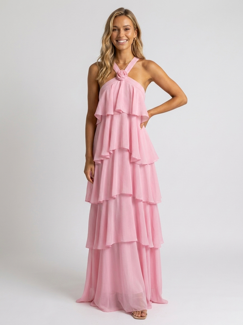 FLOWER MAXI DRESS Pink 1