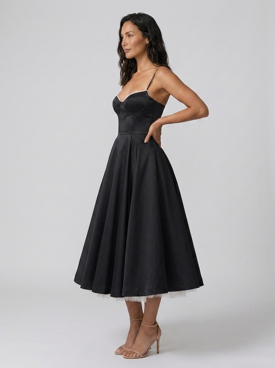 AMELIE MIDI DRESS Black side