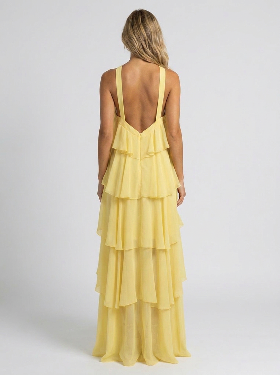 FLOWER MAXI DRESS Yellow back
