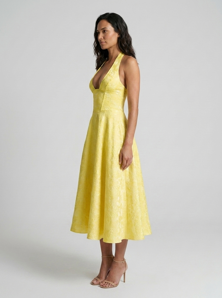 STEPHANIE MIDI DRESS Yellow side