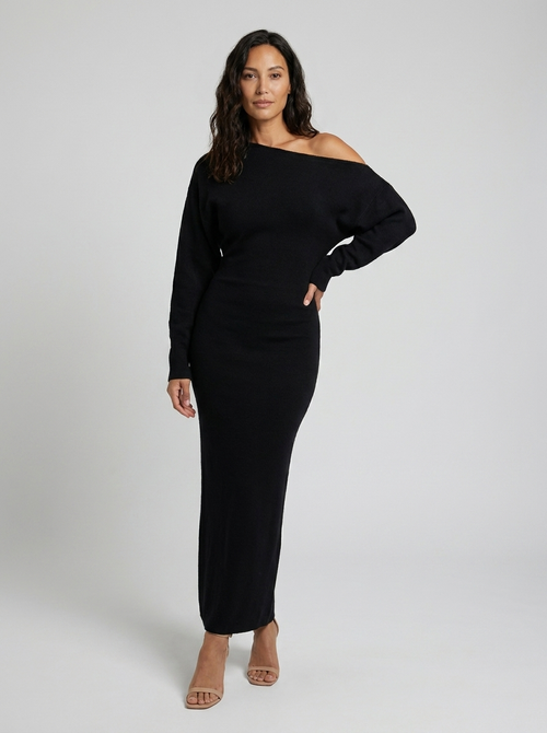 AMY KNIT MAXI DRESS Black 1