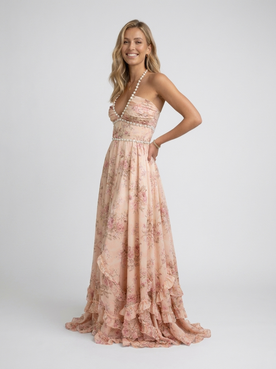CHRISTINE MAXI DRESS Pink front