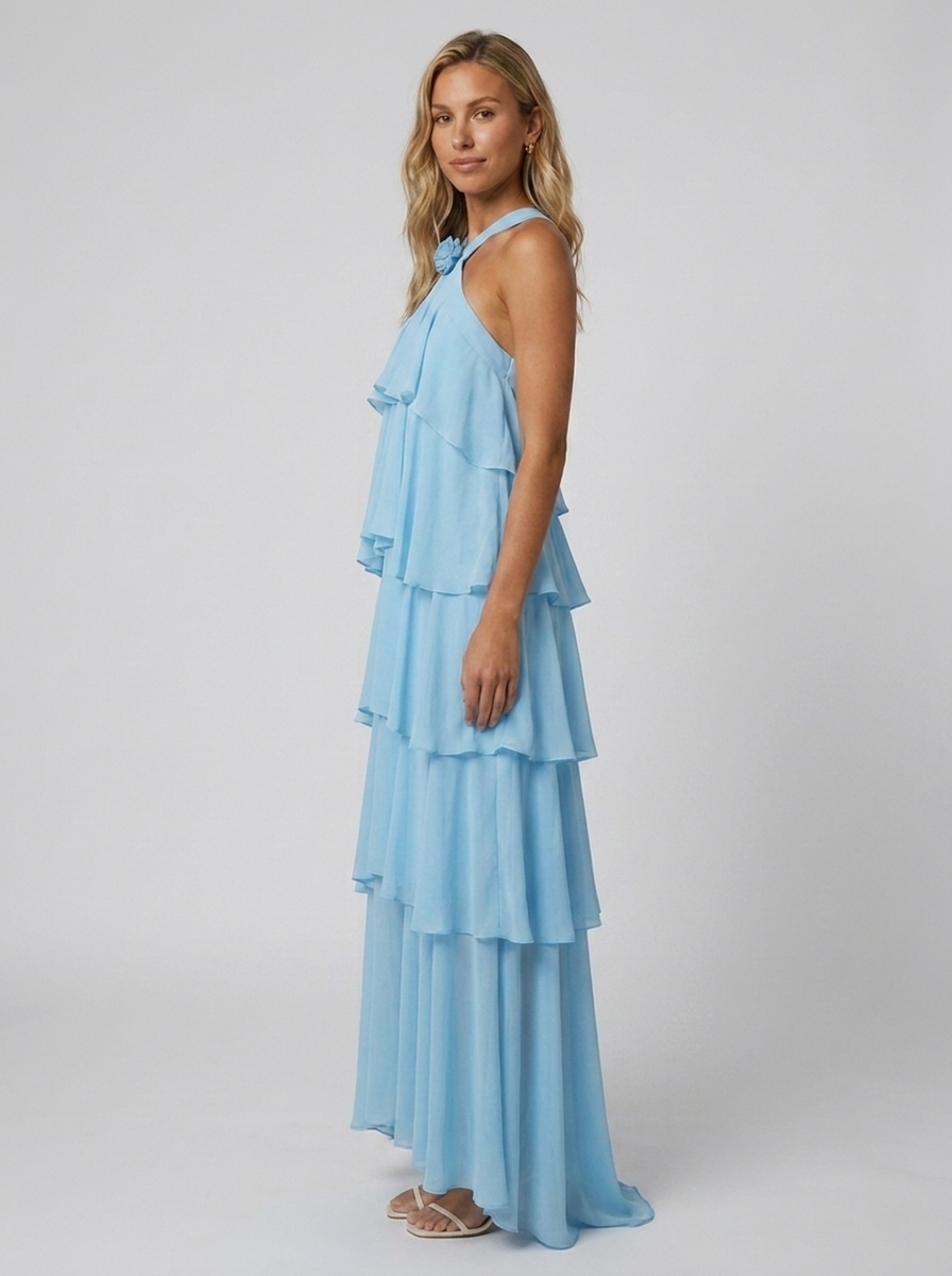 FLOWER MAXI DRESS Blue side
