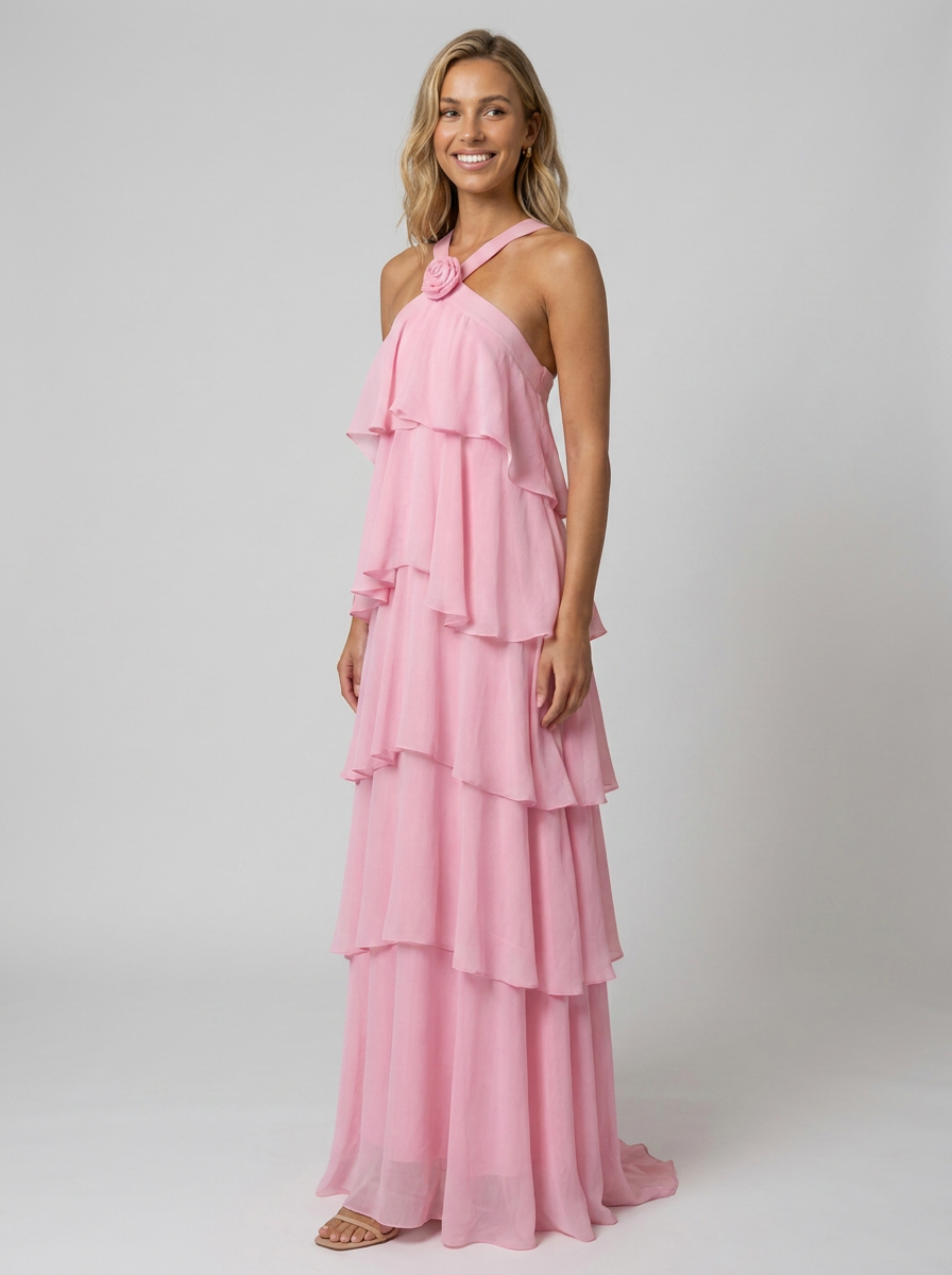 FLOWER MAXI DRESS Pink side