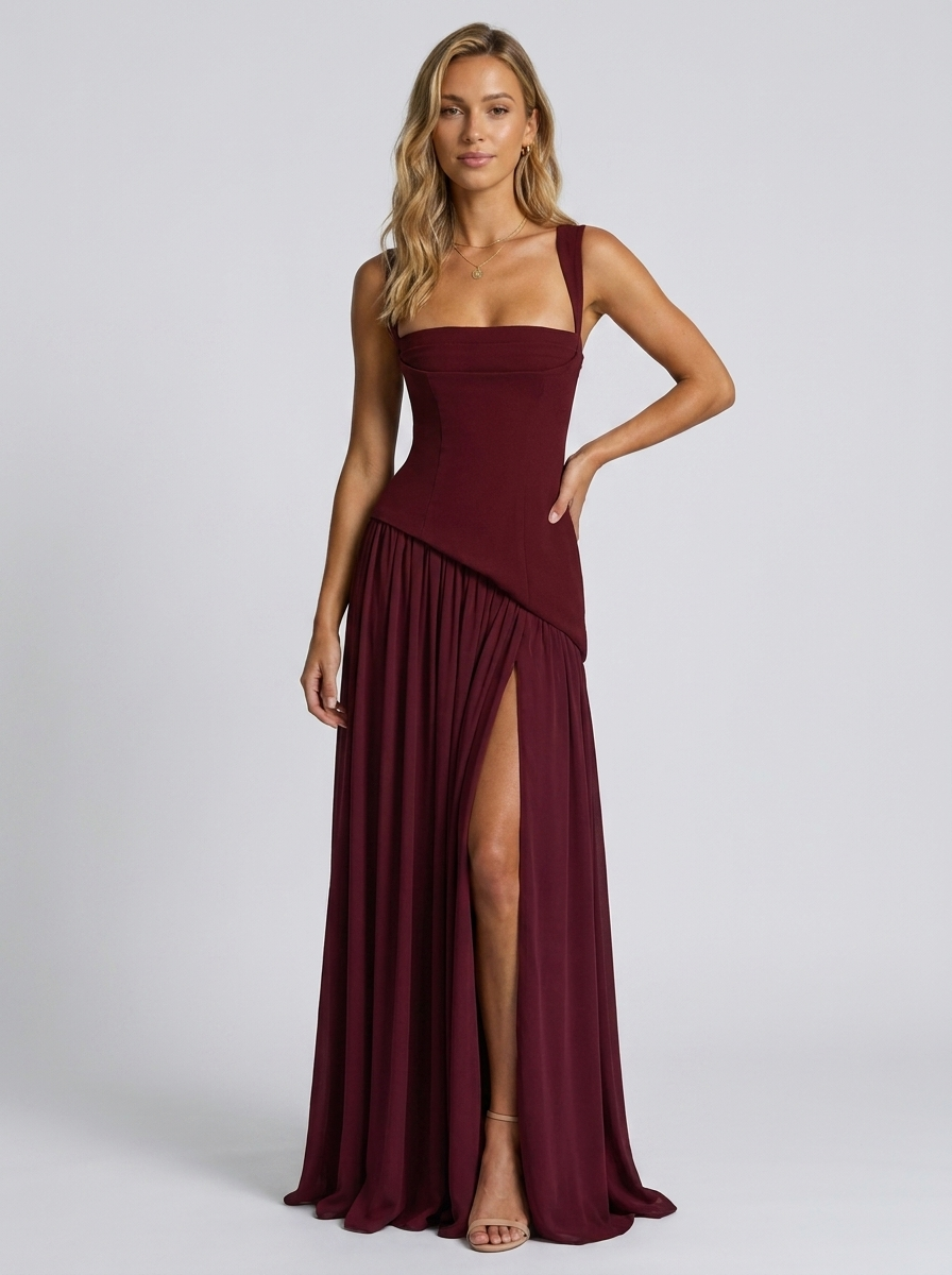 SOLARA MAXI DRESS Cherry Lacquer front
