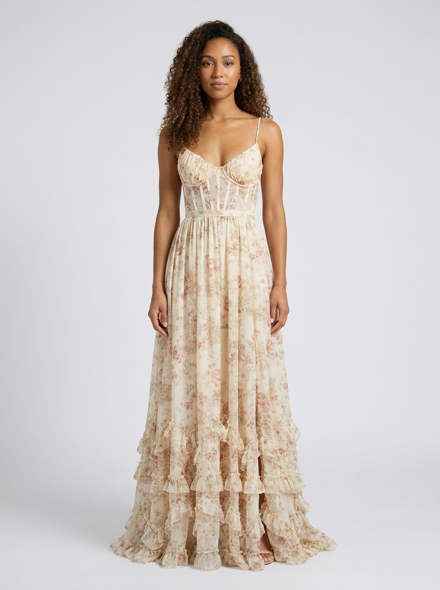 AMIRA MAXI DRESS Champagne Blush front