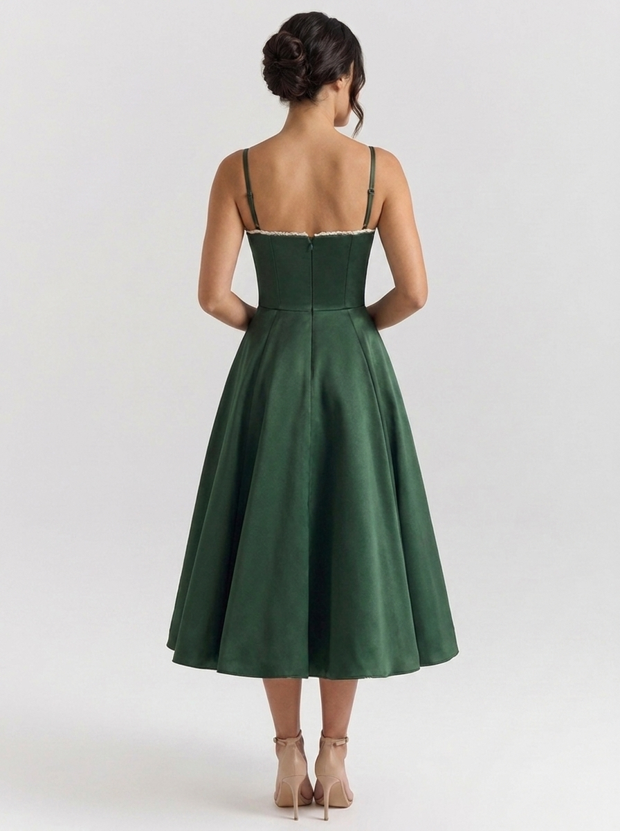 AMELIE MIDI DRESS Green back