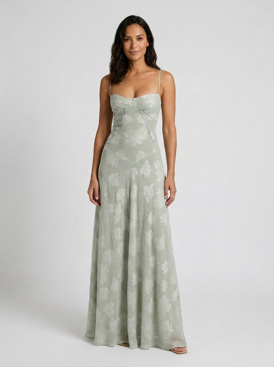LARA MAXI DRESS Green front