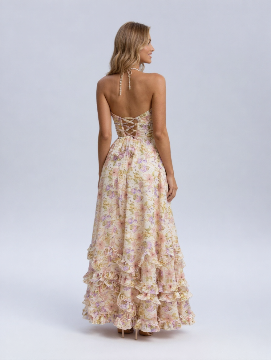 CHRISTINE MAXI DRESS Champagne Meadow back