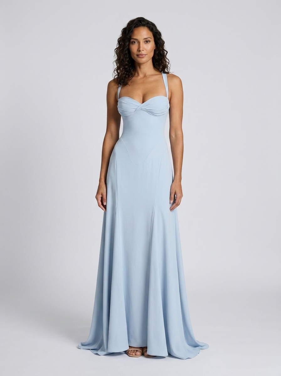 RIHANNA MAXI DRESS Light Blue front