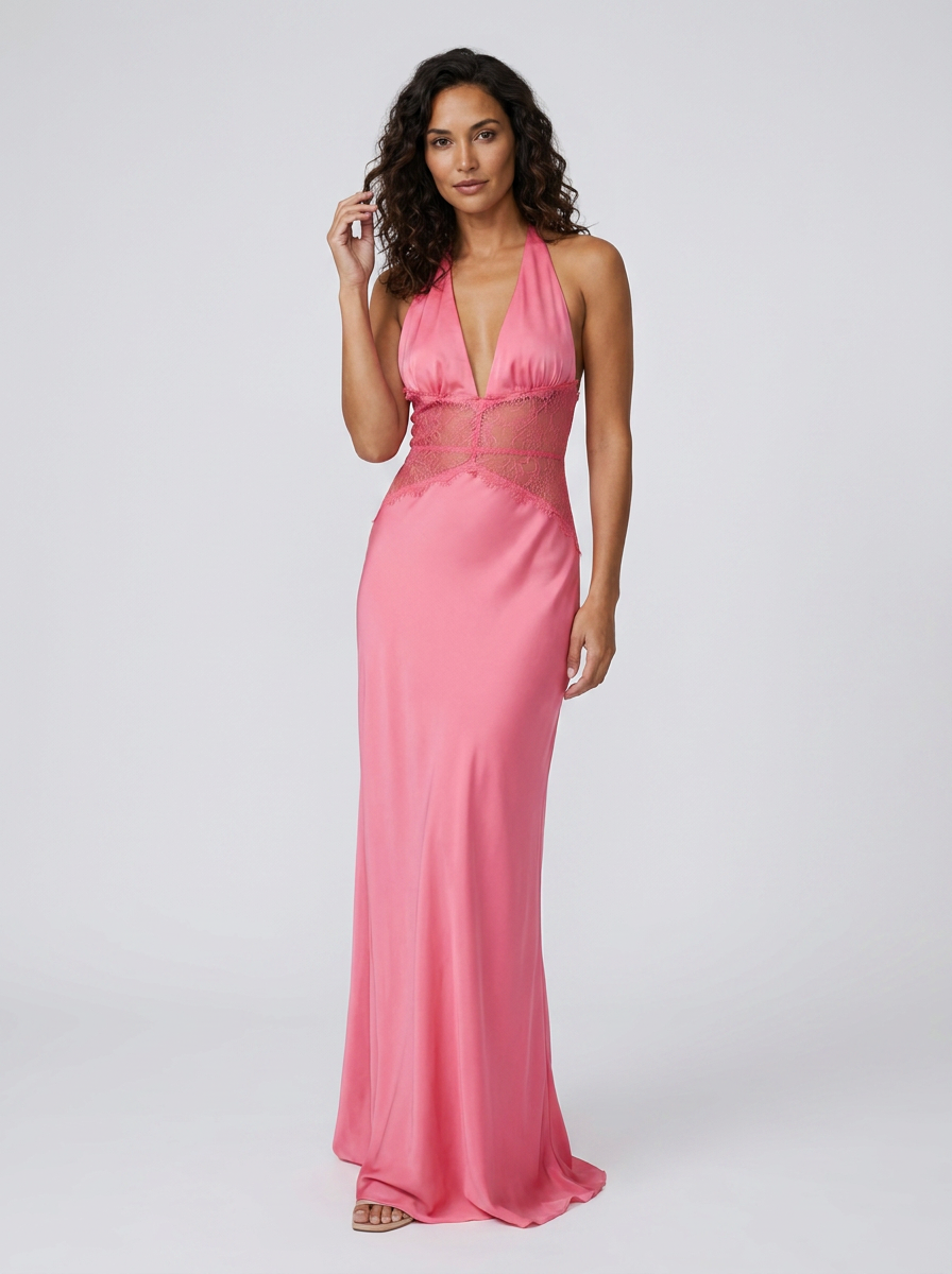 SELINA MAXI DRESS Pink front