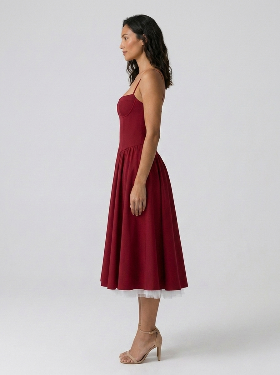 AMELIE MIDI DRESS Red side