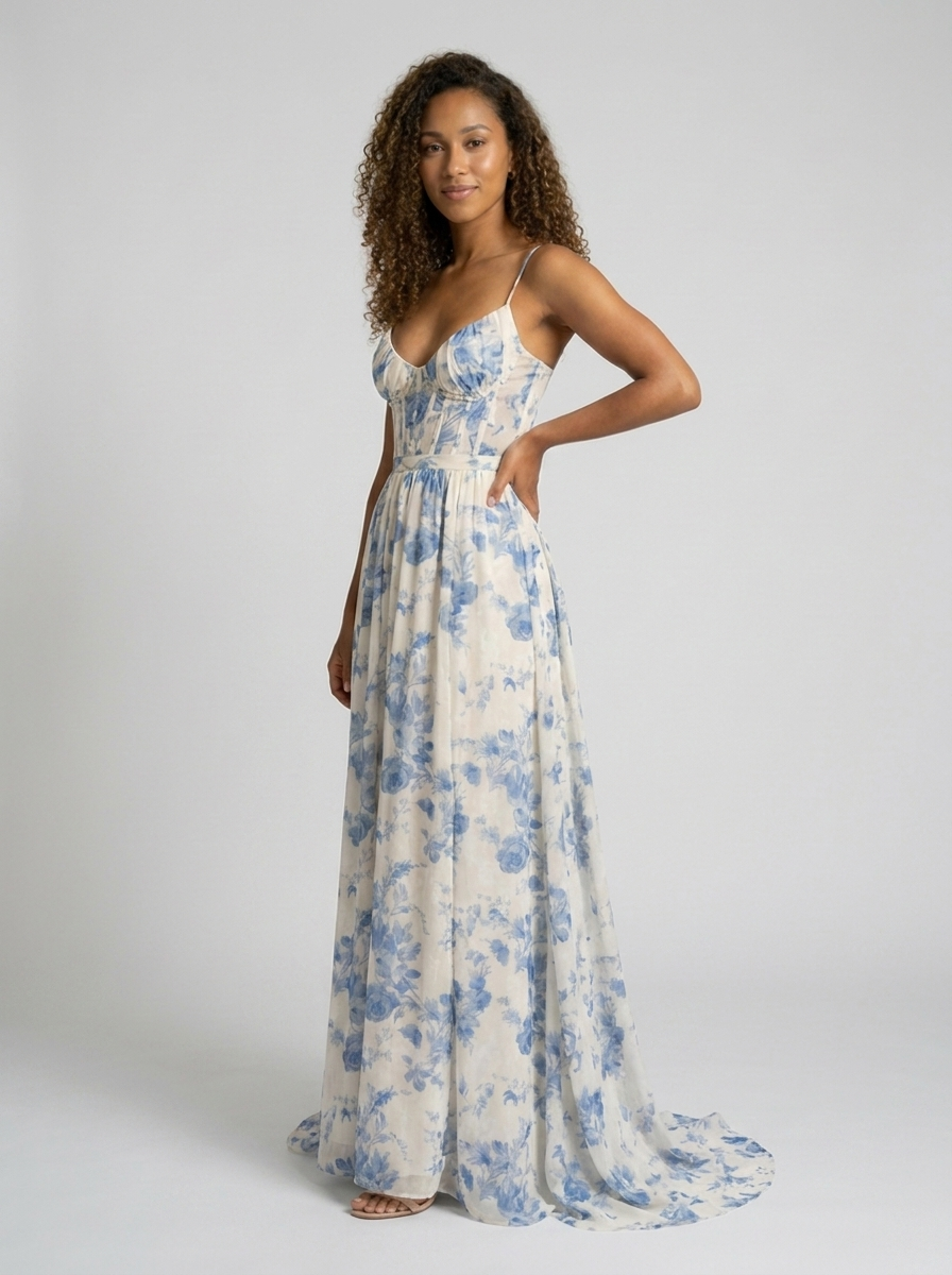 AMIRA MAXI DRESS Blue Meadow side