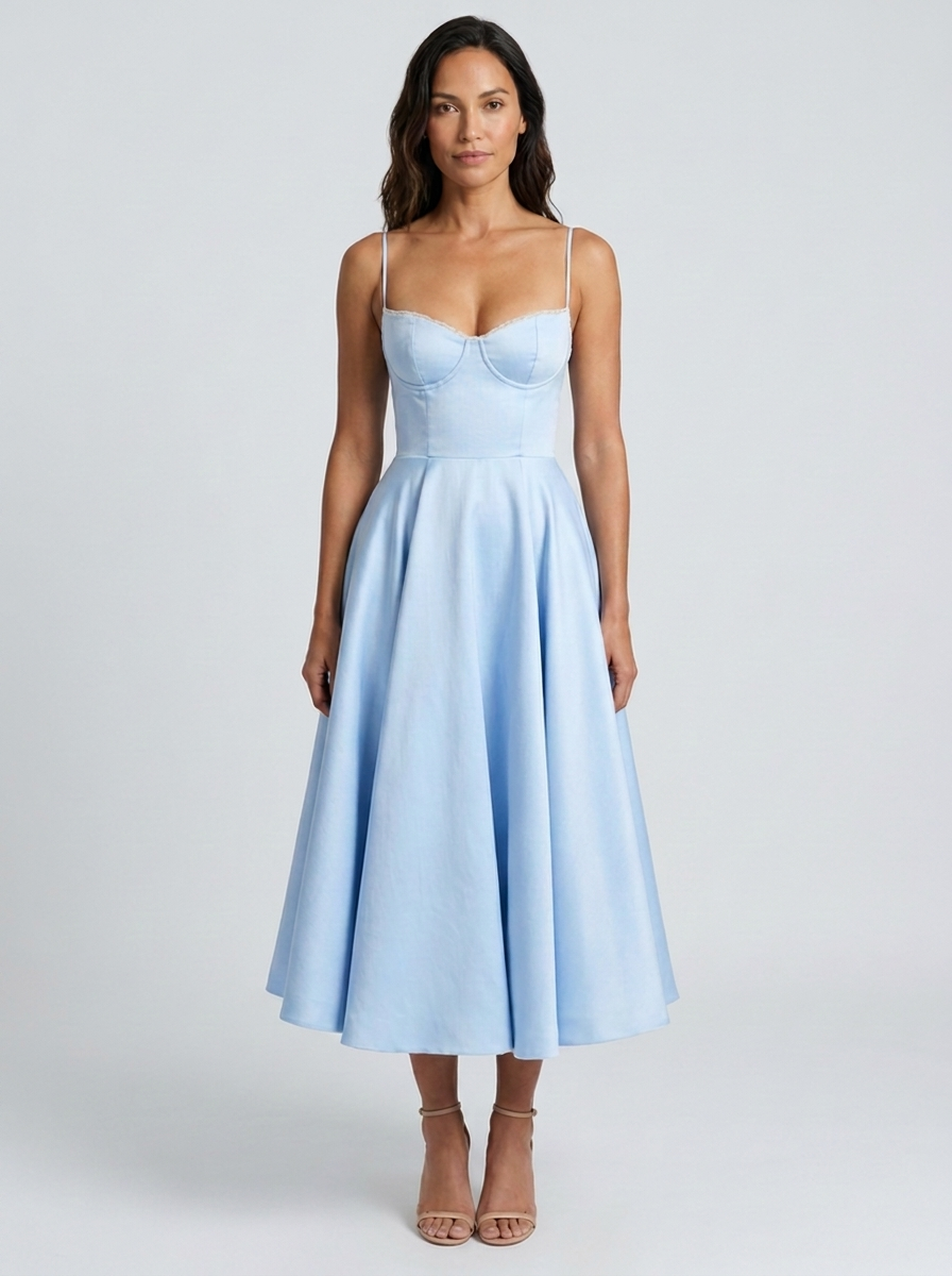 AMELIE MIDI DRESS Baby Blue front