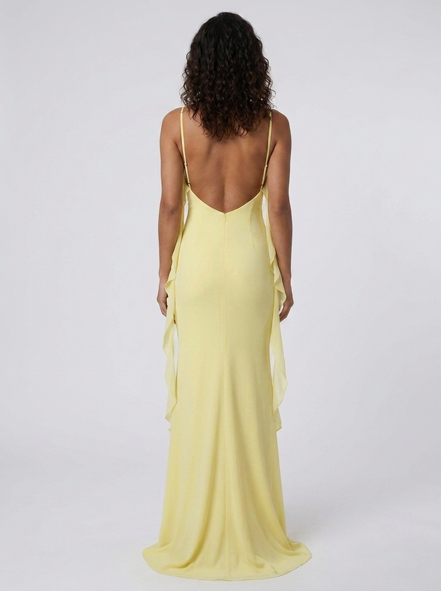 LENA MAXI DRESS Butter Yellow back